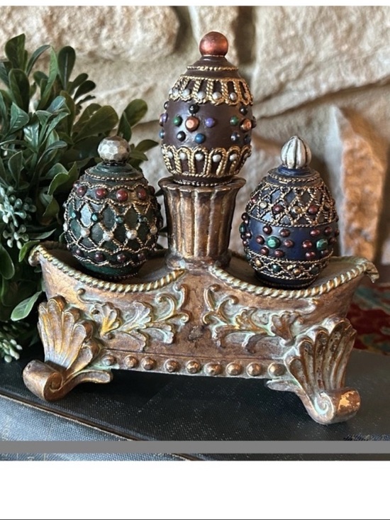 Other - Egg Shaped Moroccan Style Wine Bottle Stoppers Cork Set w/‎ Holder Unique